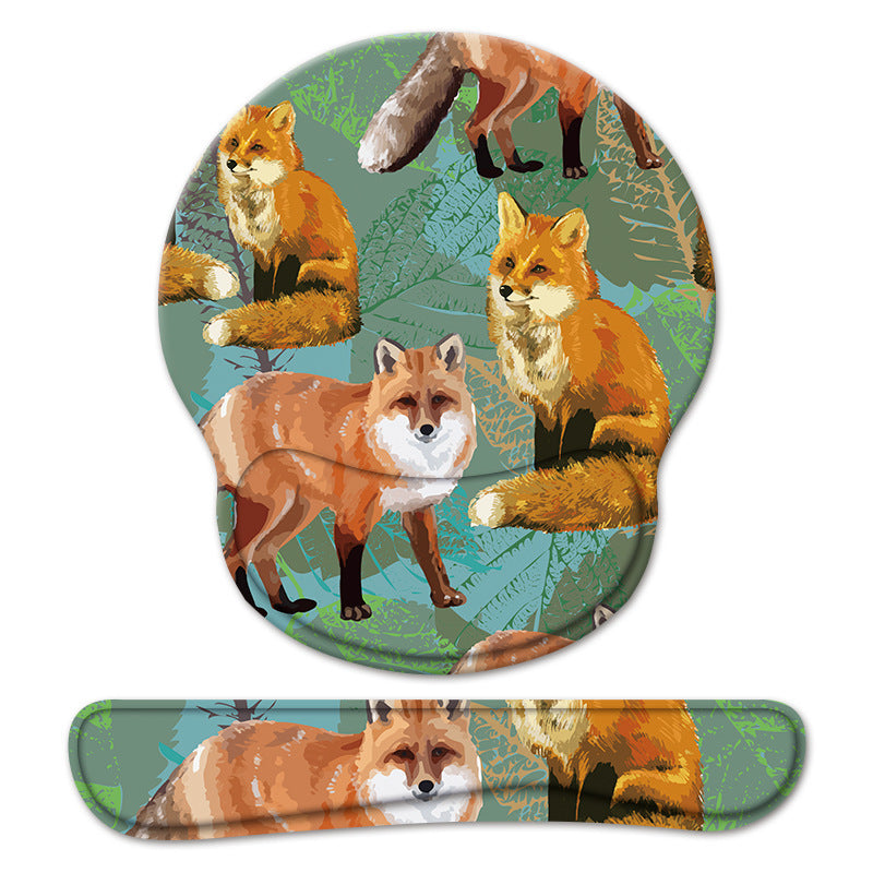 Forest Animal Fox Mouse Pad with Wrist Rest Keyboard Support