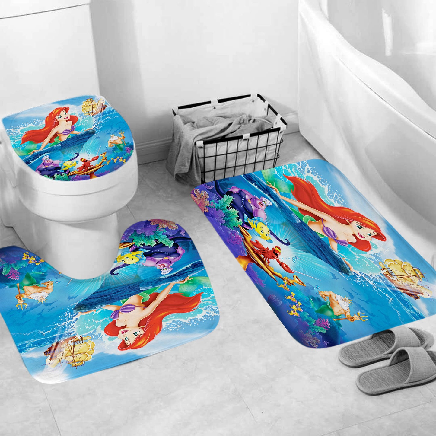 Cartoon Mermaid Ariel Bathroom Set - 4 Pcs
