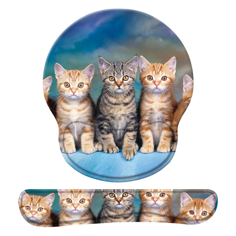 Cute Kitten Pet Mouse Pad with Wrist Rest Keyboard Support