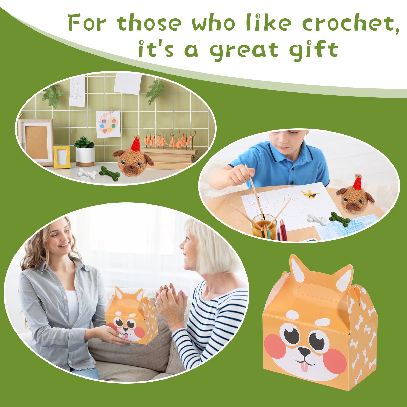 Brown Pug Crochet Kit for Beginners