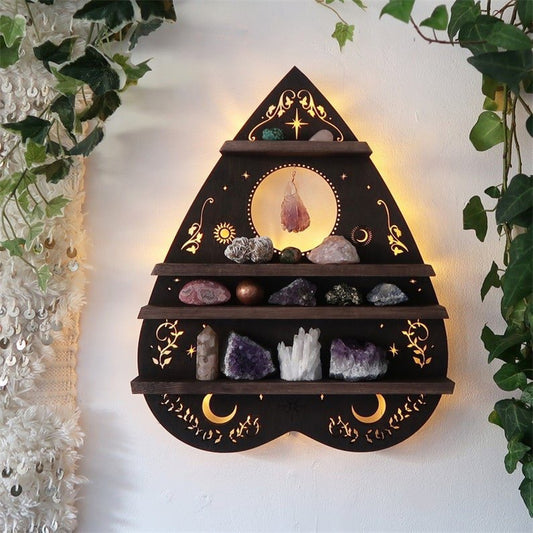 Planchette Altar Crystal Shelf with Lamp