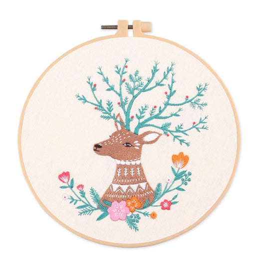 Pretty Flowers and Trees Forest Animals Embroidery Kits
