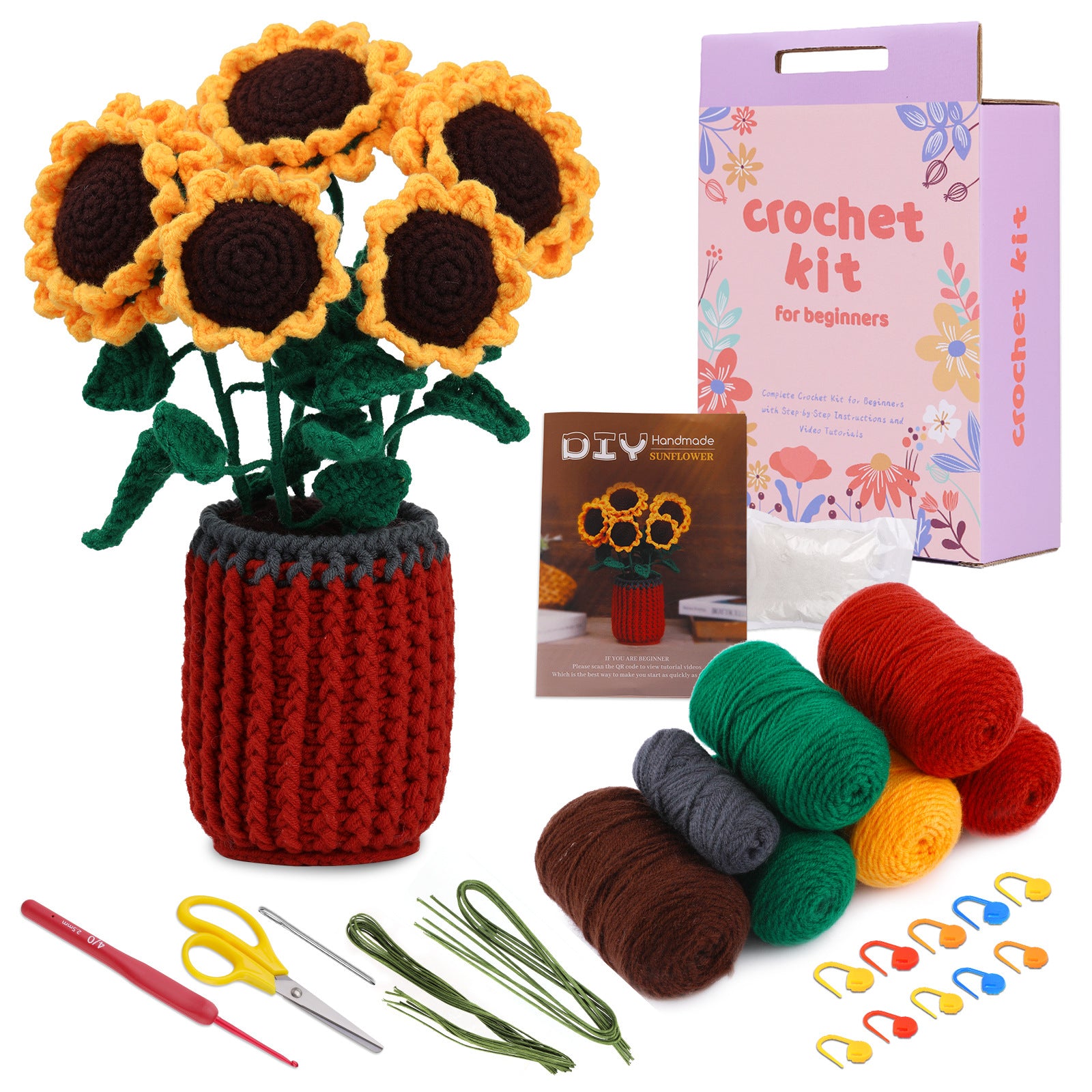 Pot of Sunflower Crochet Kit for Beginners