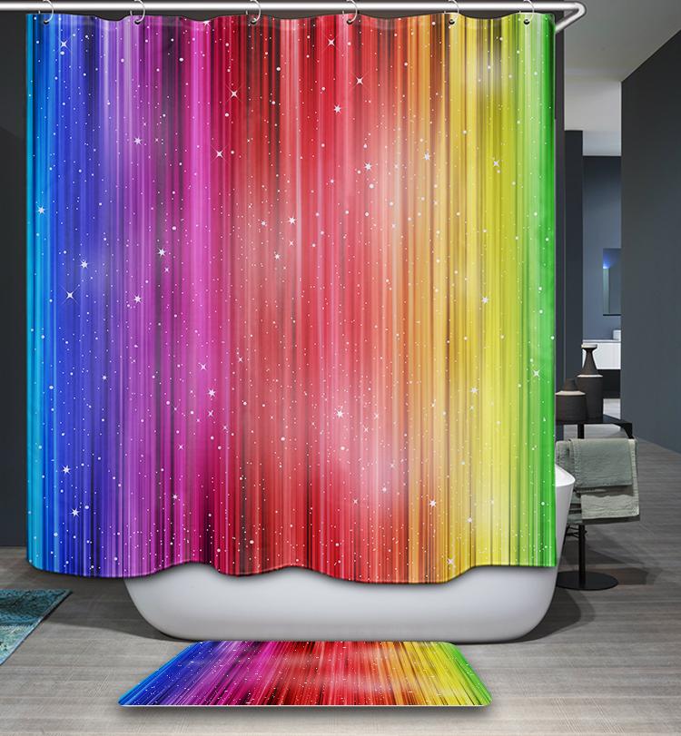 Vivid Glitter Colors Rainbow Stripe Shower Curtain