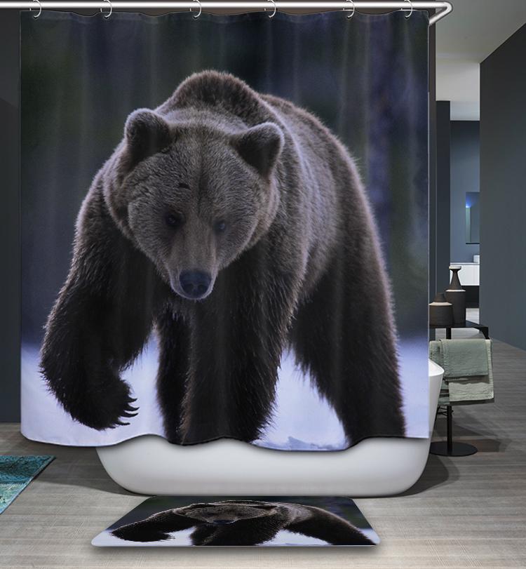 Ice Surface Big Wild Animal Black Bear Shower Curtain