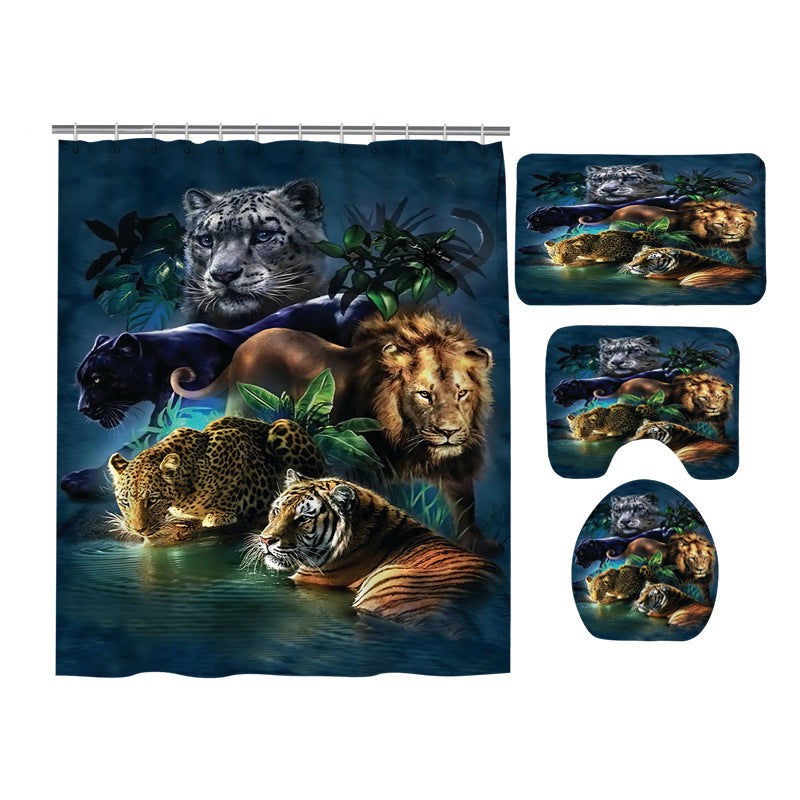 Jungle Big Cats Together Wildlife Animal Shower Curtain