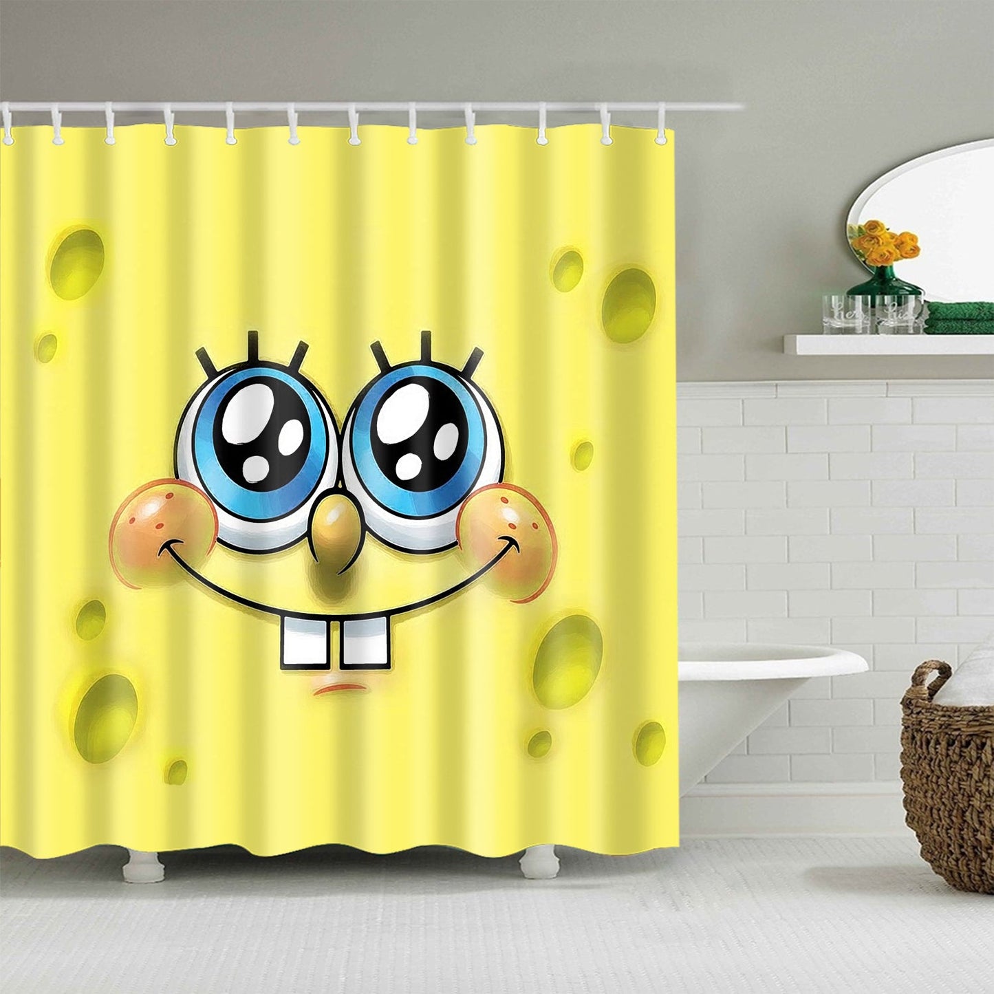 Yellow Cartoon Spongebob Shower Curtain