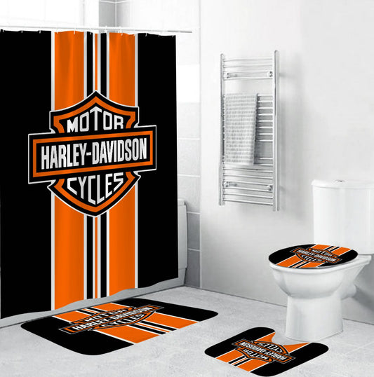 Rideau de Douche Harley Davidson Stripe, Orange Noir Rideaux 180x180