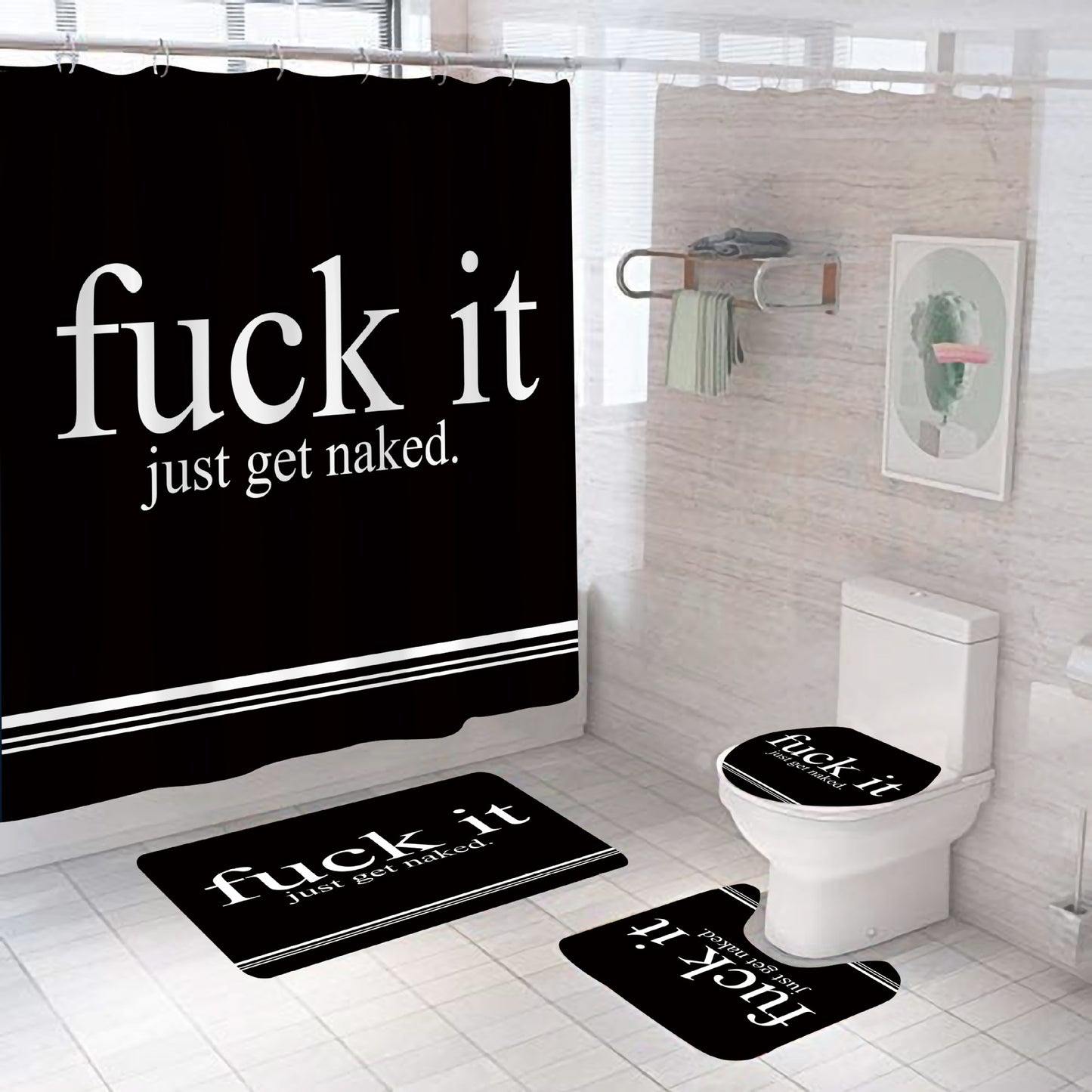Black White Quote Get Naked Shower Curtain