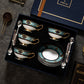 Greek Key Floral Cup and Saucer Set - 3 Pieces
