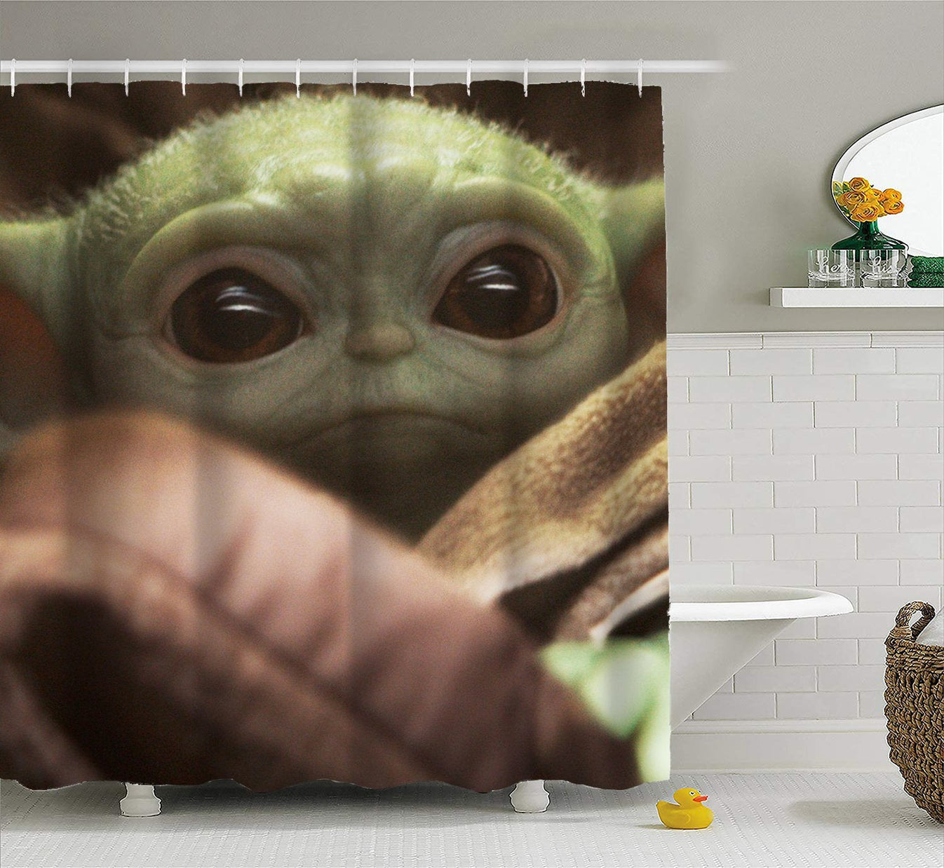 Grogu Baby Yoda Shower Curtain The Mandalorian Cute Anime Bathroom