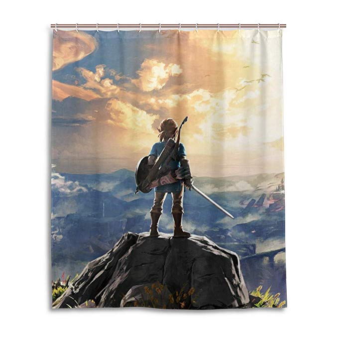 Video Game The Legend Character on The Cliff Zelda Shower Curtain