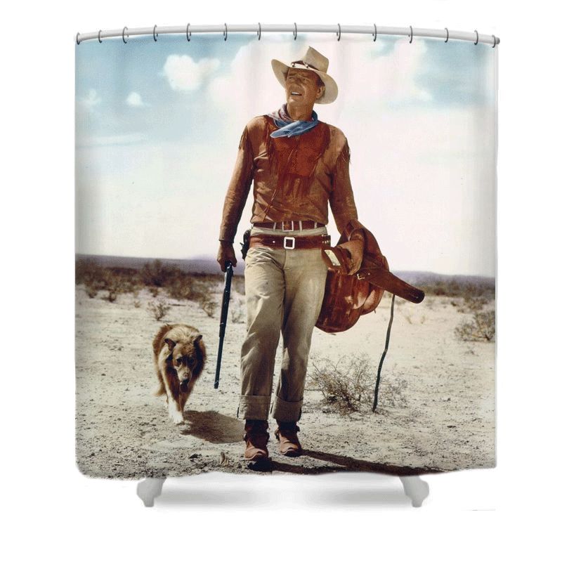 Douchegordijn John Wayne, Hondo Film, Western Cowboy, 180x180cm