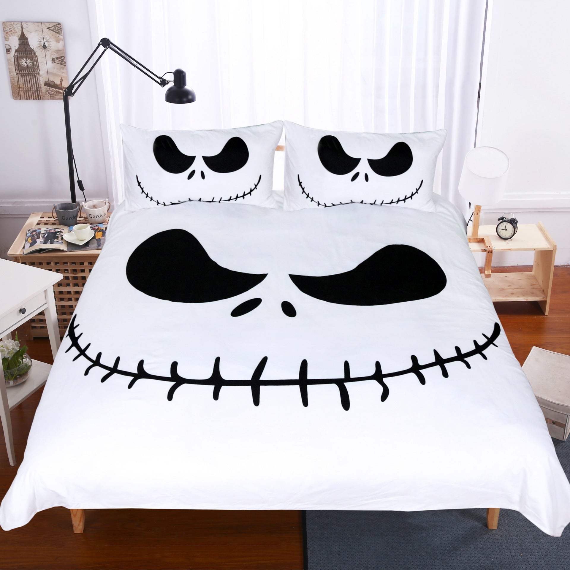 White and Black Jack Skellington Nightmare before Christmas Duvet Covers Bedding Sets