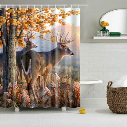 Autumn Fall Forest Animal Whitetail Deer Shower Curtain