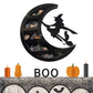 Spooky Witch Riding Broom Lunar Moon Crystal Shelf