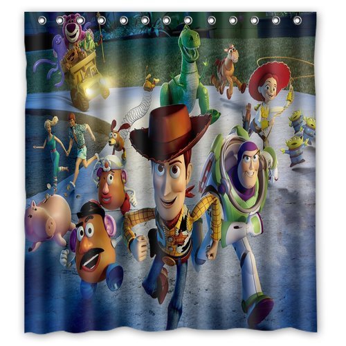 Woody Buzz Lightyear Cartoon Toy Story Shower Curtain