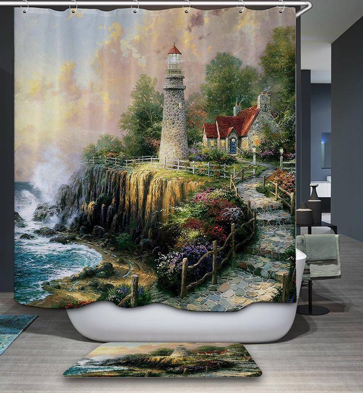 The Light of Peace Country Lighthouse Shower Curtain