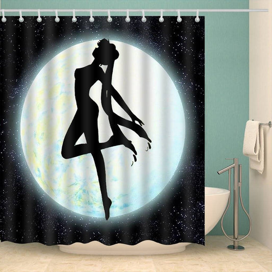 Shadow with White Full Moon Anime Sailor Moon Shower Curtain