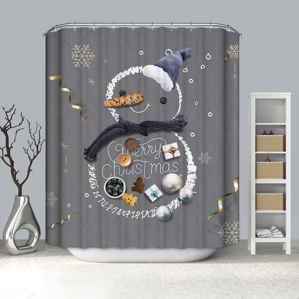 Dessert with Christmas Gifts Decoration Grey Snowman Shower Curtain