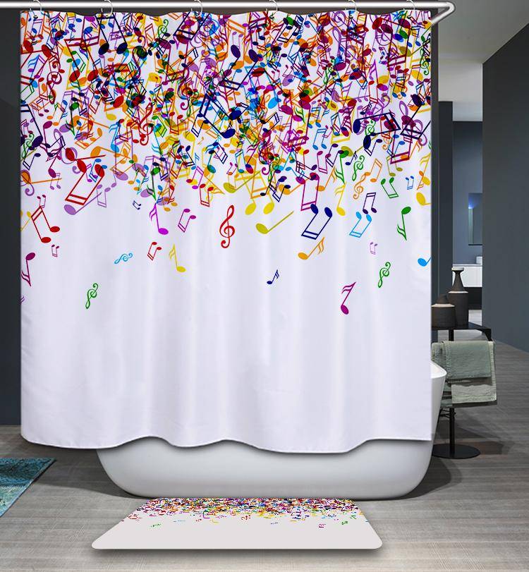 Rainbow Colors Musical Music Notes Shower Curtain