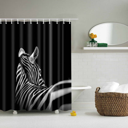 Black White Animal Portraits Zebra Shower Curtain