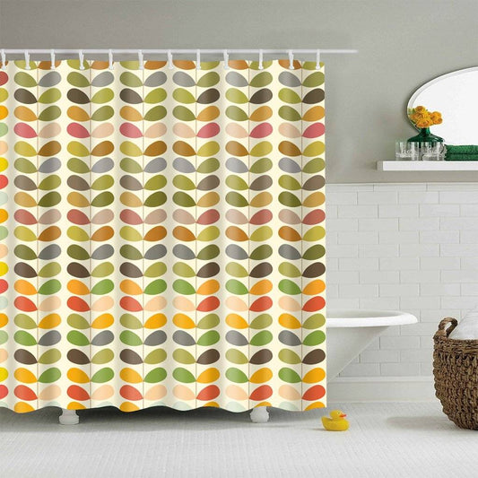 Vintage Colors Seamless Retro Leaves Mid Century Shower Curtain