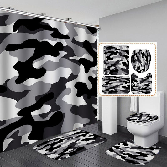 Rideau de douche Camo urbain abstrait sans couture noir et blanc