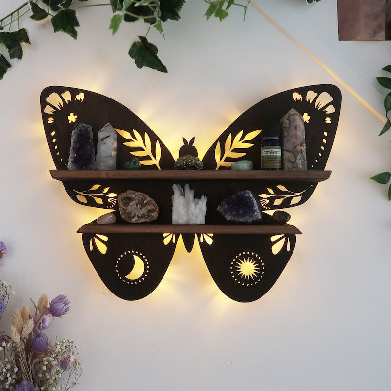 Butterfly Celestial Crystal Shelf with Lamp