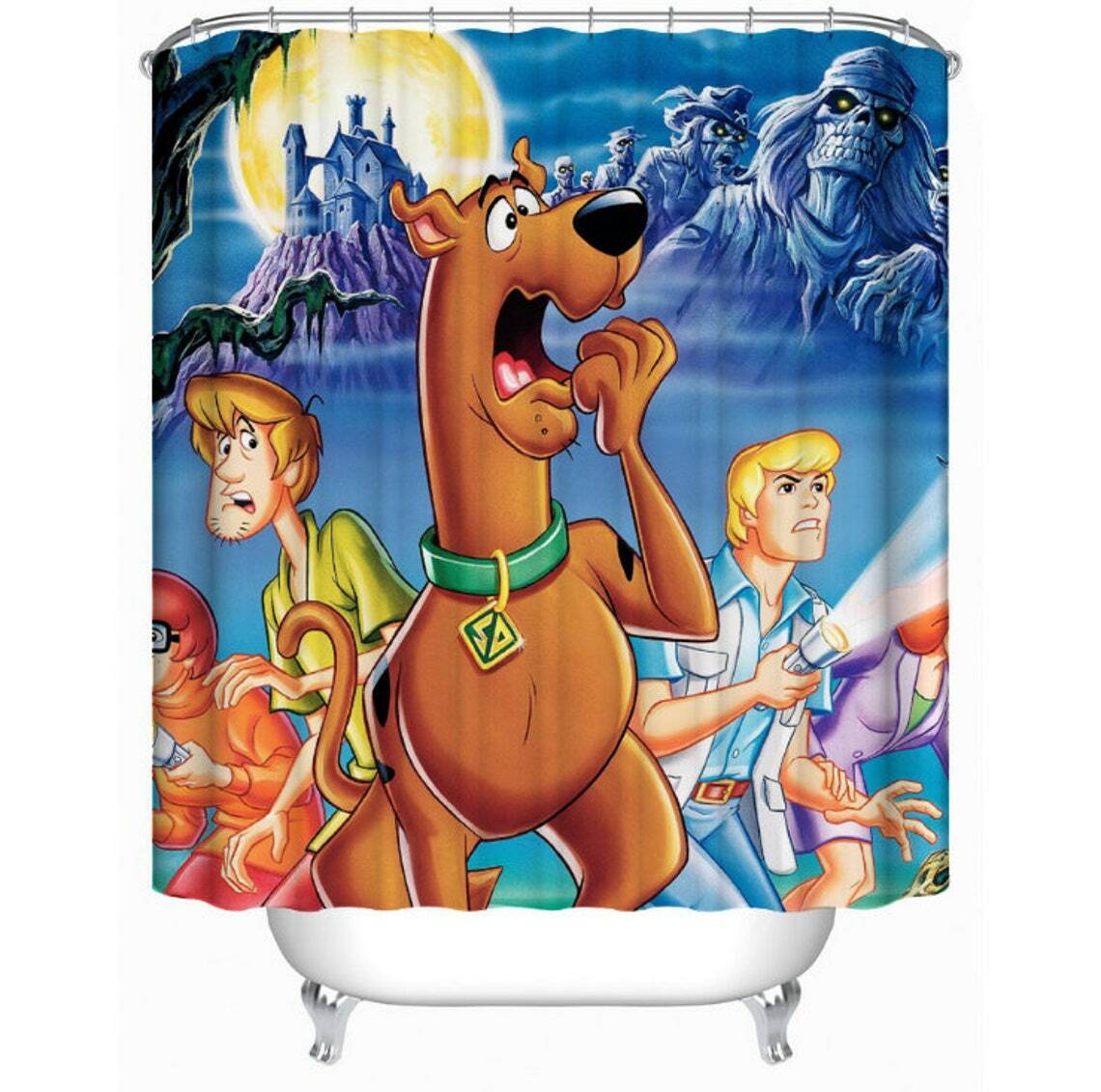 Scooby Doo Shower Curtain, Cartoon Great Dane Dog Bathroom Decor ...