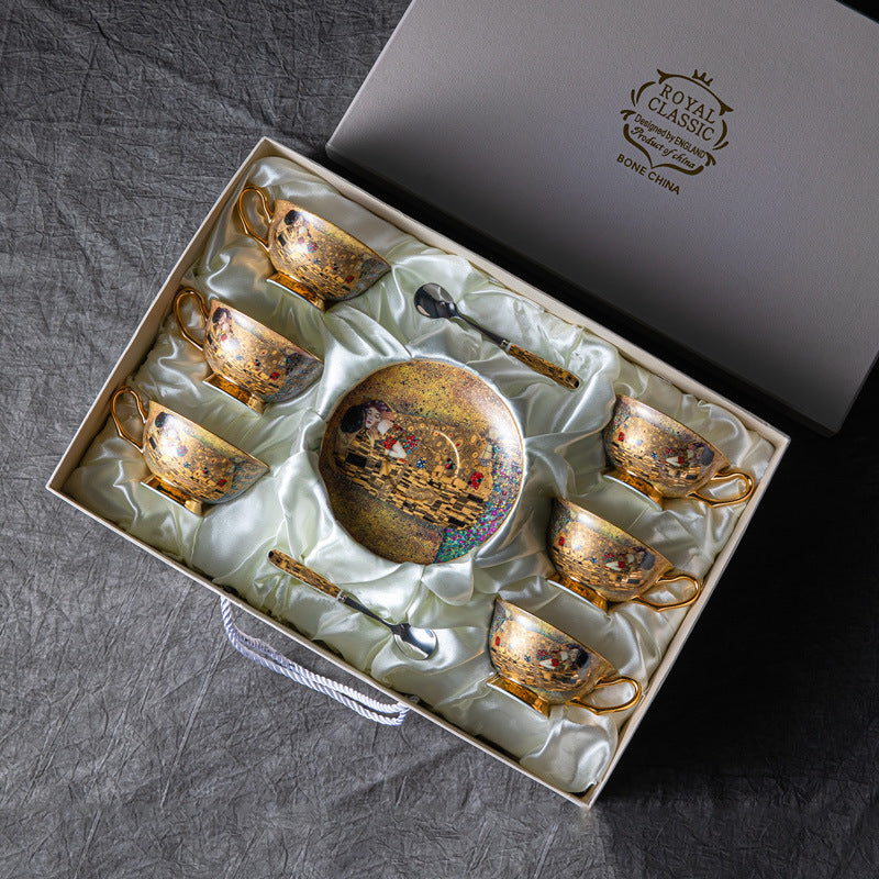 Gustav Klimt The Kiss Tea Cup and Saucer Set - 3 Pieces